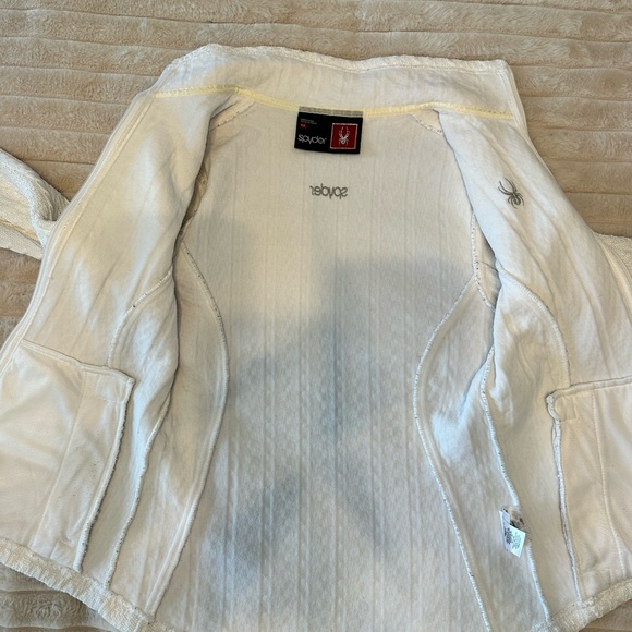 Spyder Women's White Cable Knit Fleece Lined Jacket - Picture 6 of 15